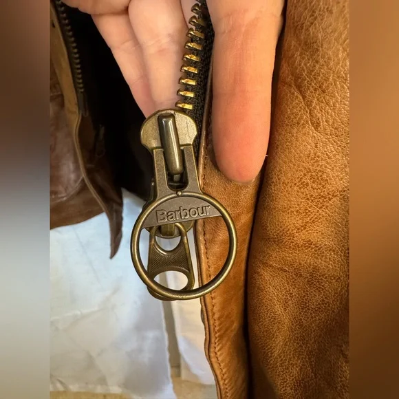 Barbour Men's Tan Leather Field Jacket vintage - Picture 9 of 15